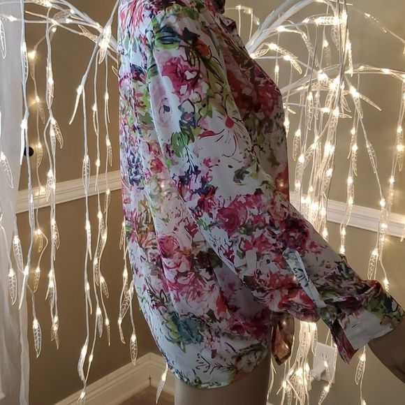 LIZ CLAIBORNE PETITES Women's Floral Blouse, Size Petite Large PL - Picture 8 of 12